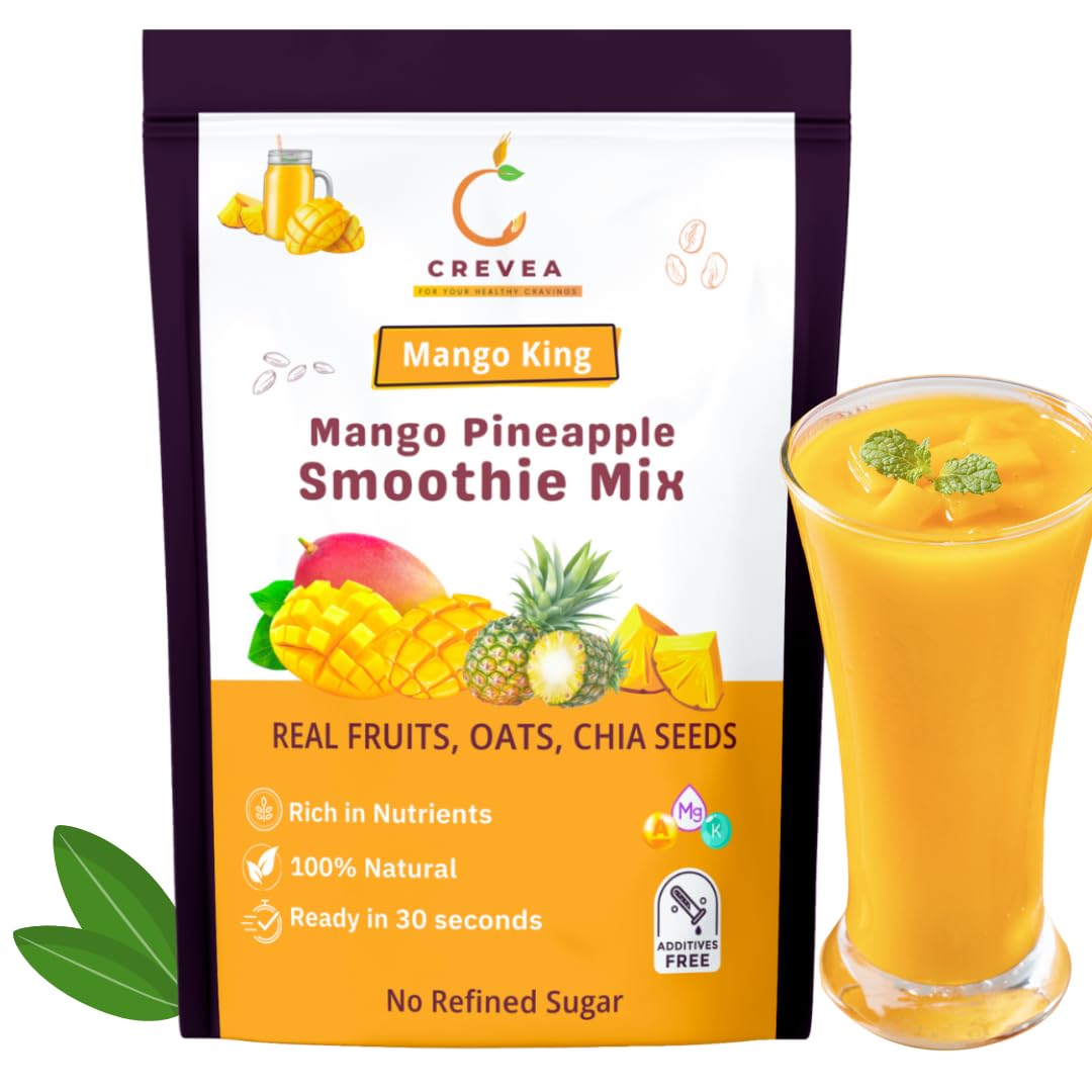 - Mango Smoothie Mix: 7-8 Serves | Natural Fruit Powder, Oats, Chia Seeds | Added Protein & Fiber | No Preservatives | No Refined Sugar - Healthy Drink | Instant Smoothie Maker - 210g