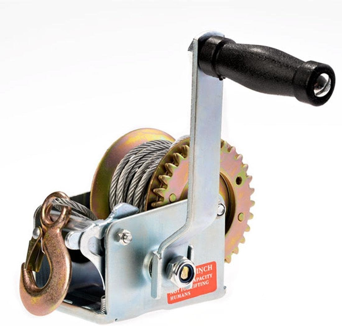 Hand Winch, 600 lbs Hand Crank Strap Gear Winch ATV Boat Trailer