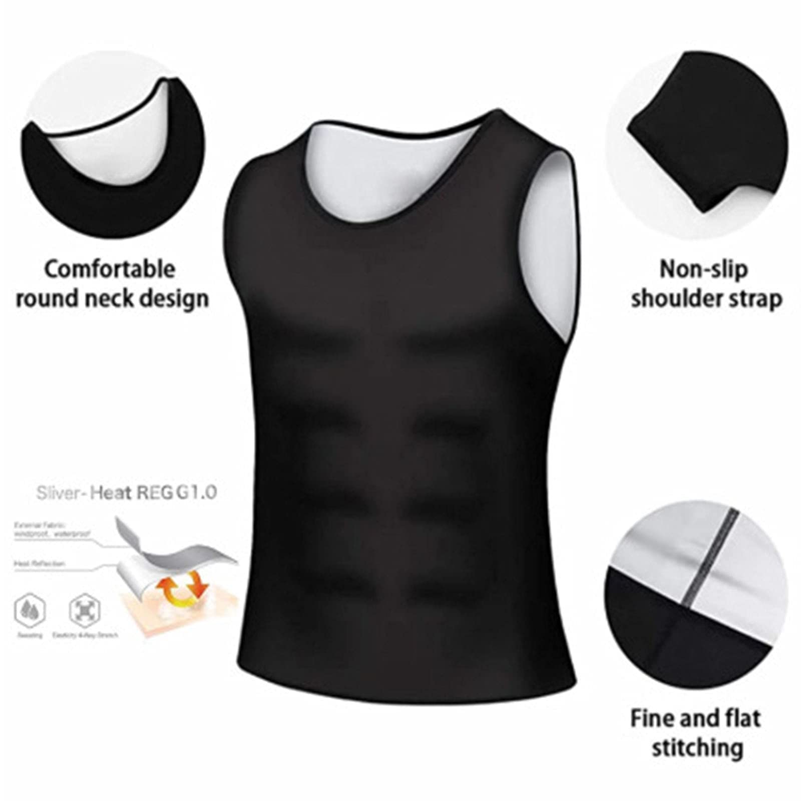 zalati Tank top dla mężczyzn, kamizelka treningowa, wodoodporna, do sauny, tank top, koszulka treningowa, kombinezon na brzuch, neoprenowy strój modelujący, rozmiar XXL, czarny, jeden rozmiar