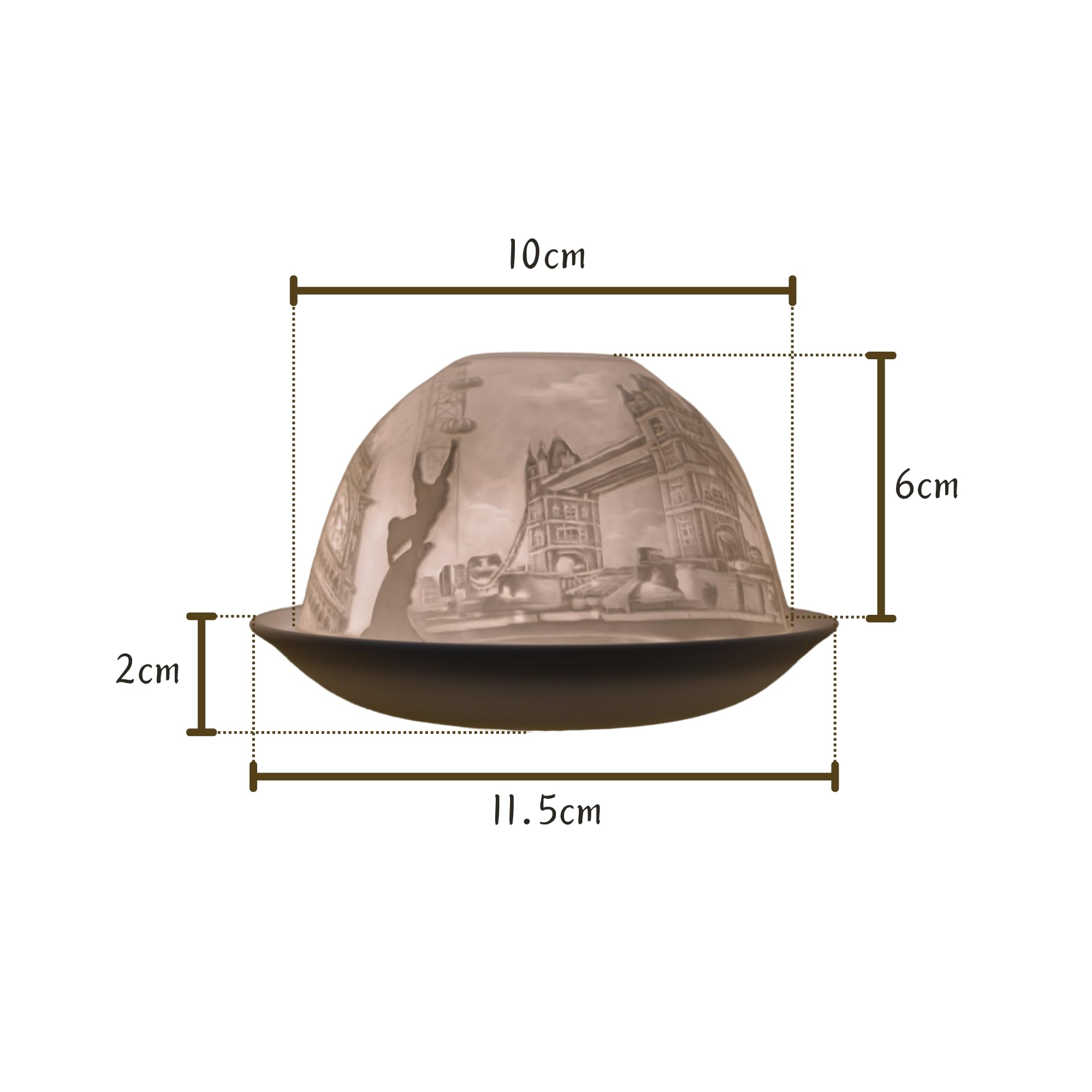 Nordic Lights London Scene Porcelain Tealight Holder Dome, White Patterned - Image 3