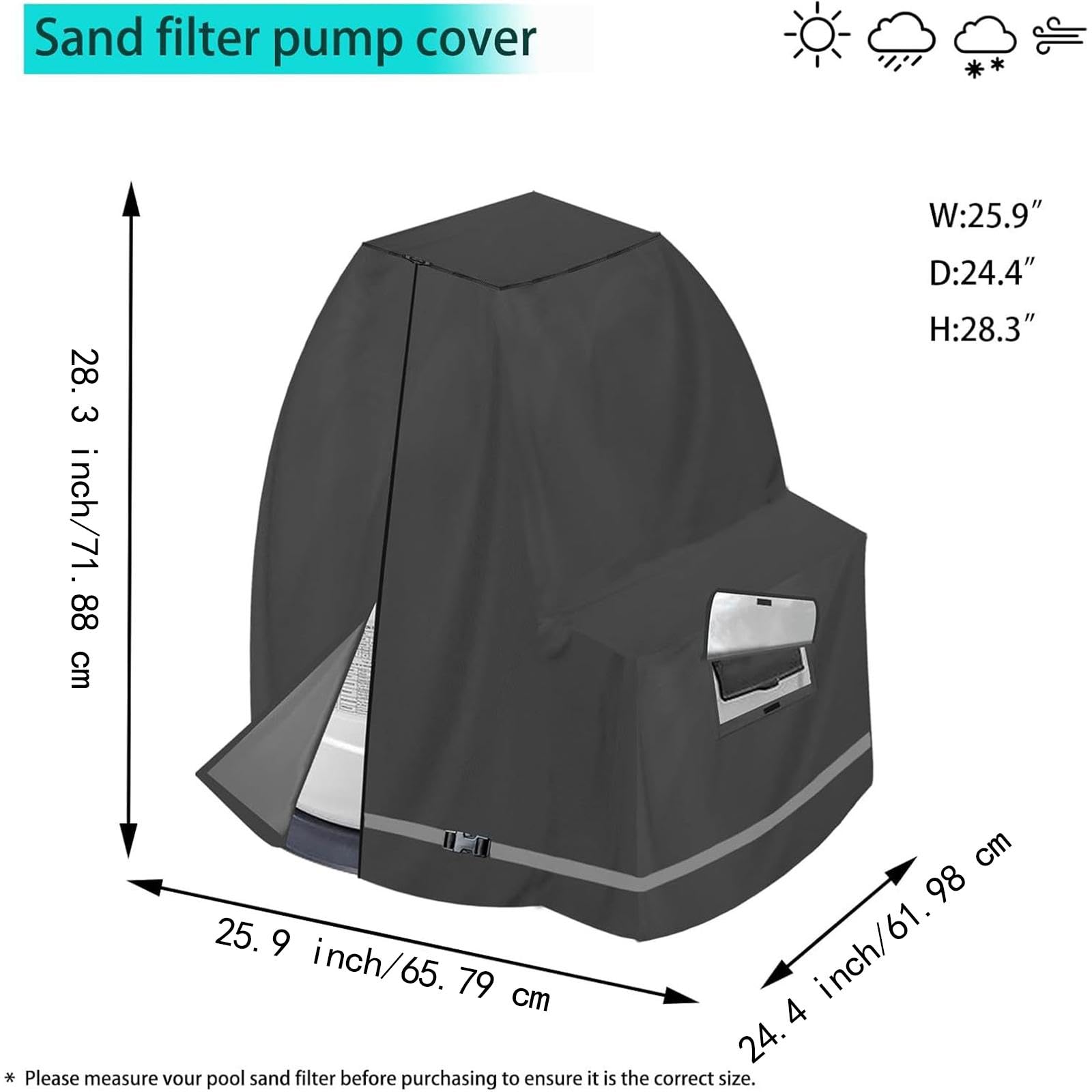 Sharplace Sandfilterpumpenabdeckungszubehör für 14 bis 16 Zoll Duriturität Premium Ersatz wasserdicht über gemahlener Poolpumpe Abdeckung
