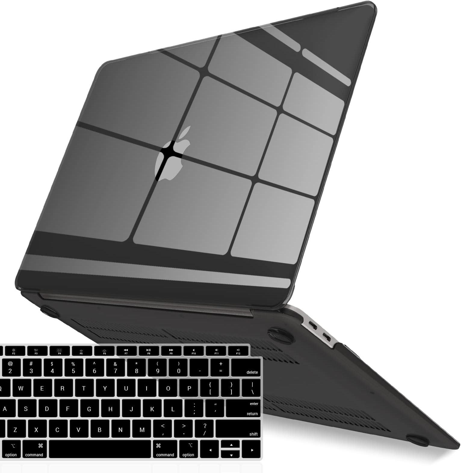 IBENZER Compatible with New MacBook Air 13 inch Case 2022 2021 2020 M1 A2337 A2179 A1932, Plastic Hard Shell Case with Keyboard Cover for Mac Retina Display with Touch ID, Crystal Black, MMA-T13CYBK+1