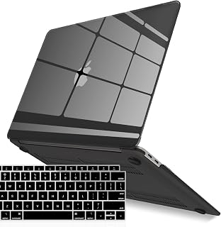IBENZER Compatible with New MacBook Air 13 inch Case 2022 2021 2020 M1 A2337 A2179 A1932, Plastic Hard Shell Case with Keyboard Cover for Mac Retina Display with Touch ID, Crystal Black, MMA-T13CYBK+1