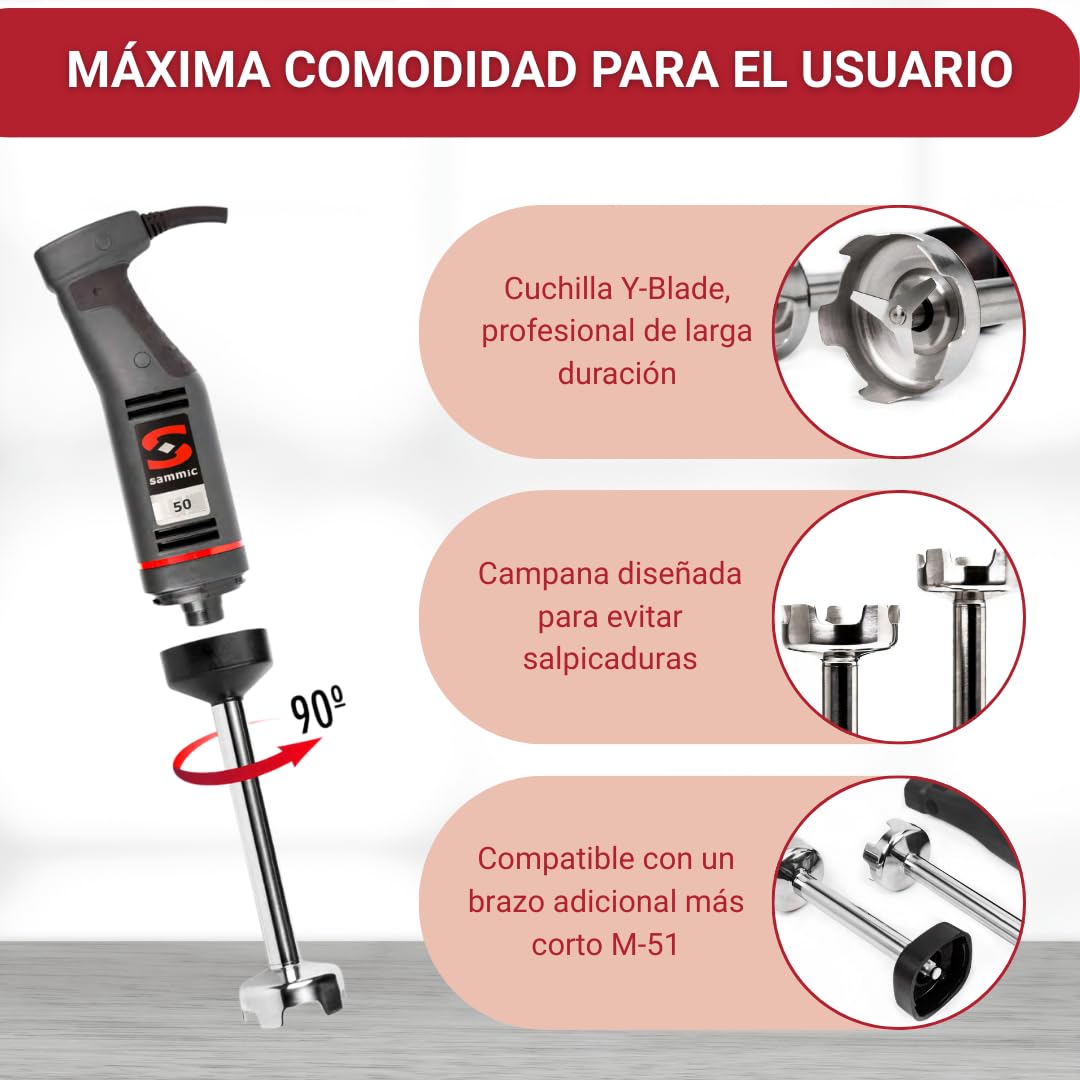 Yommak - Frullatore a mano XM-52 Sammic - 570 W frullatore industriale da 525 mm per contenitori fino a 120 litri - Mixer cucina ideale per uso professionale pasticceria Horeca
