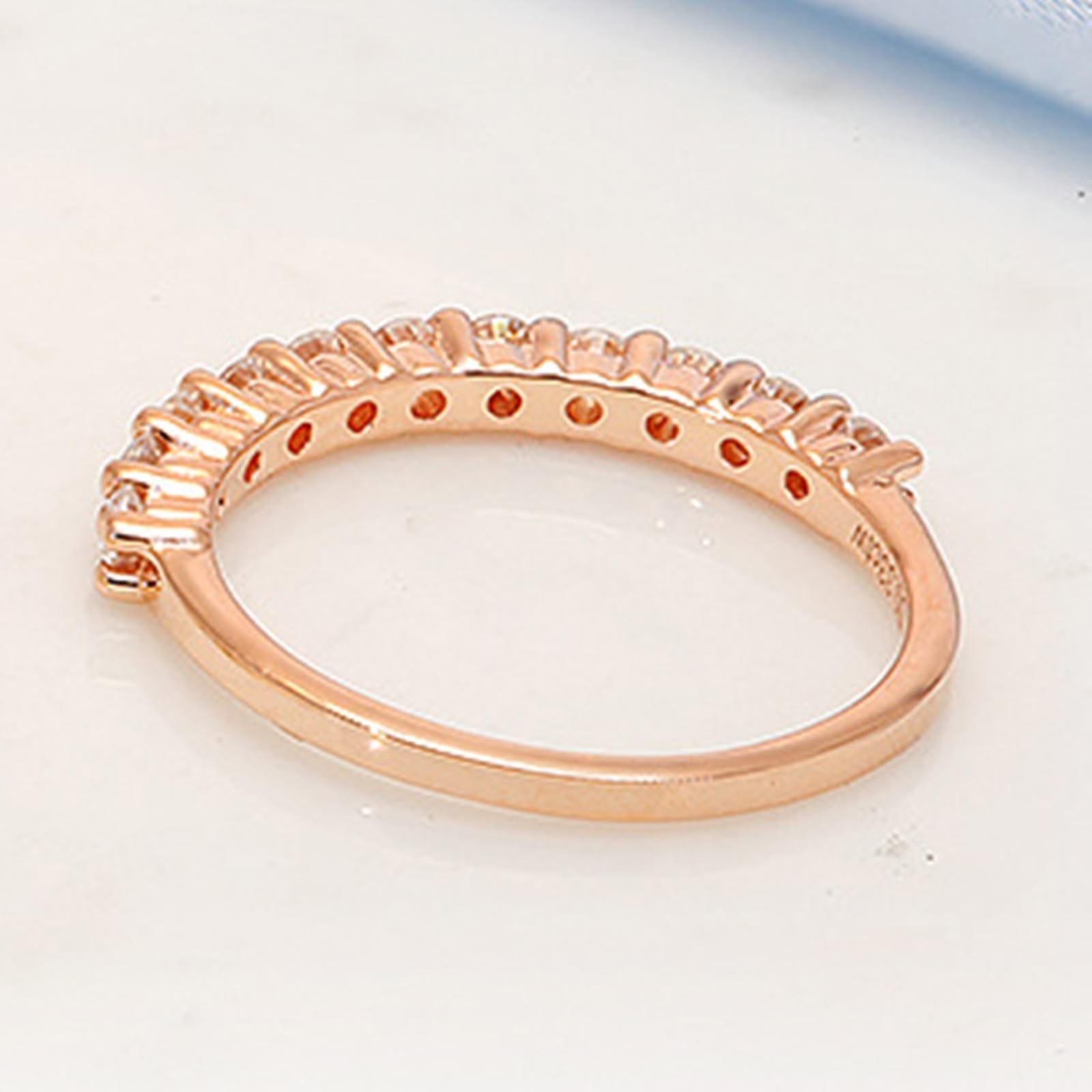 Anillo de oro rosa de 14 K/18 K para mujer, anillo de compromiso para mujer, anillo apilable