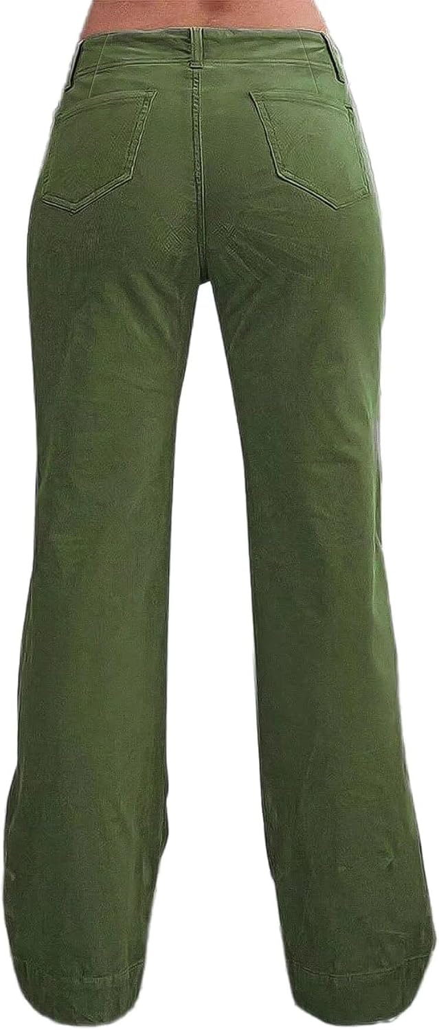 Flamingals Women’s Wide Leg Pants for Women Mid Waist Dress Flare Straight Leg Corduroy Pants Workout Jeans Trendy