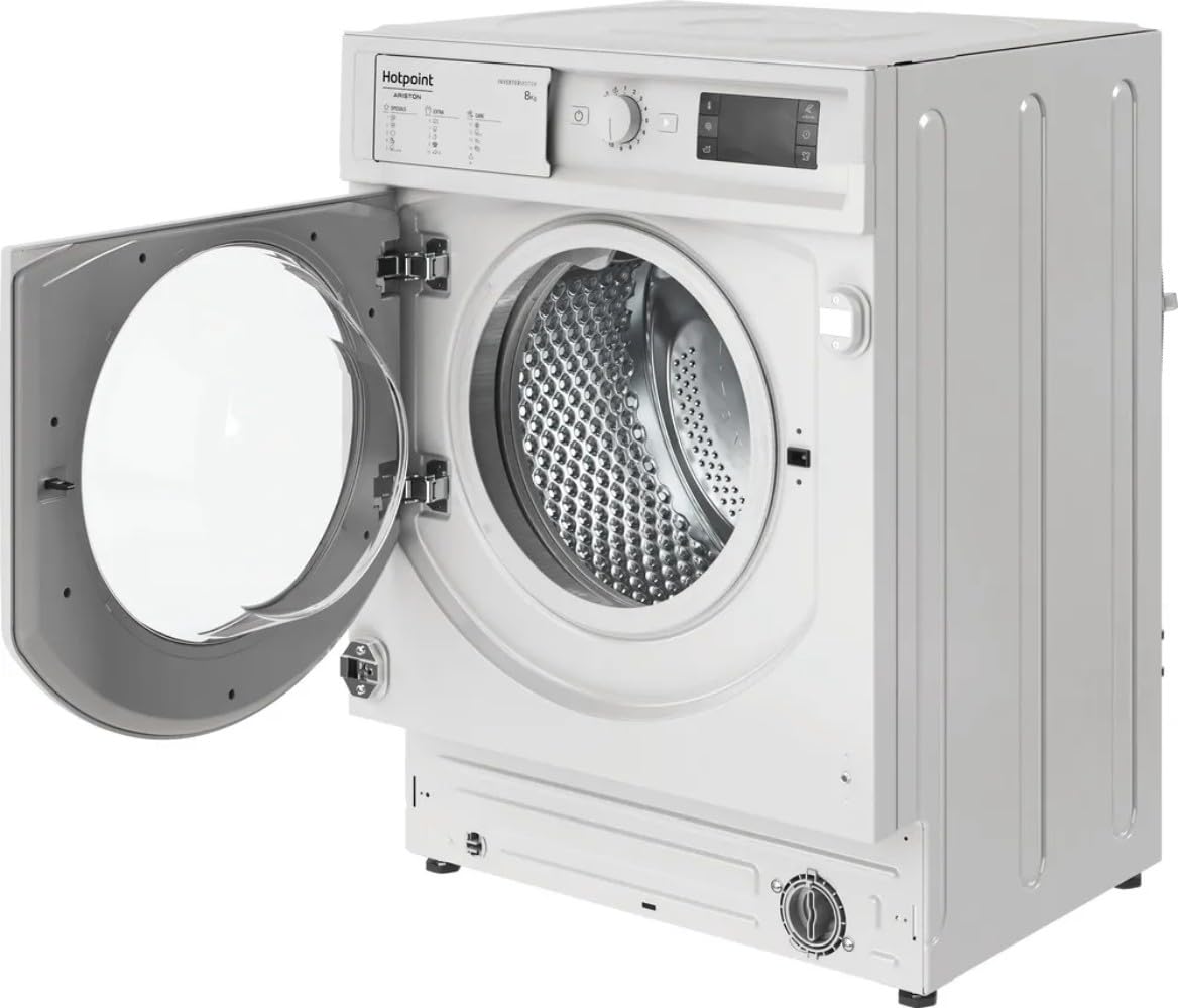 Hotpoint - BIWMHG8146EU Lavatrice Hublot da incasso - Capacità 8 kg - Carico anteriore, 1400 rpm - Motore a induzione, antimacchia - Partenza ritardata - Classe energetica A - Bianco