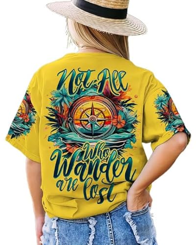 NOT All WHO Wander are Lost Compass Beach Shirt for Women, Nautical Ocean Graphic Tee, Coastal Vacation Summer Top for Beach Lover, Saltwater Beach Vibes 1
