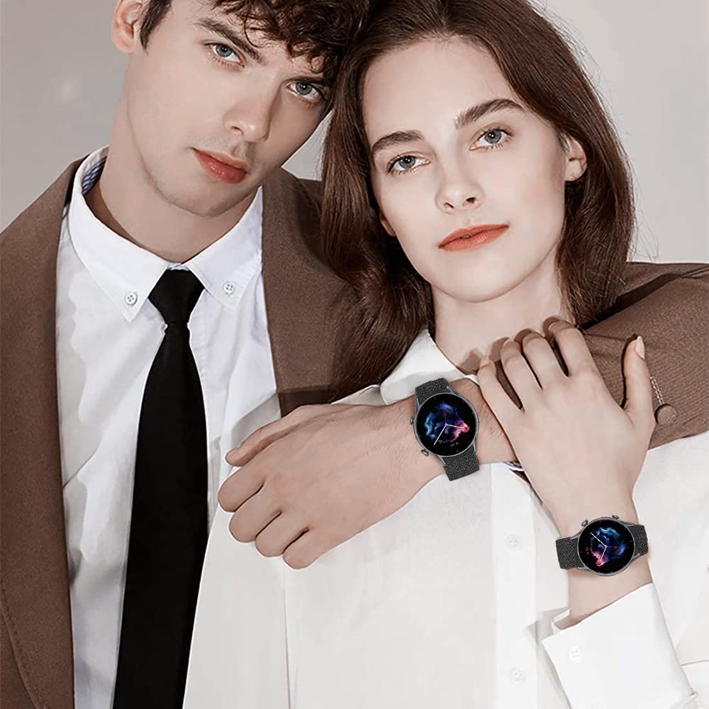 Cinturino Nylon 20mm PaceBid Per Amazfit Active 2, GTR Mini, GTS 4, Bip 3 - Traspirante, Regolabile, Nero/Rosso