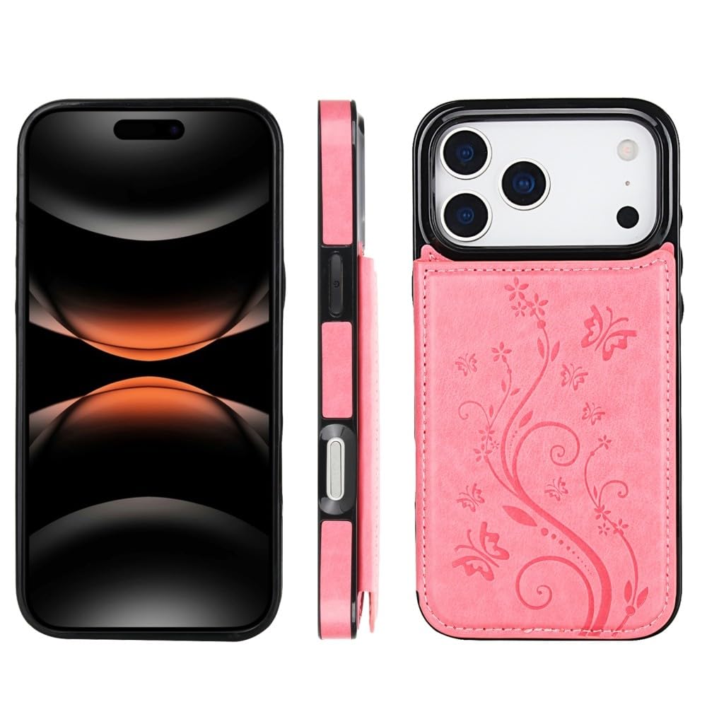 Étui en cuir iPhone 12 Pro Max rose à motif gravé délicat