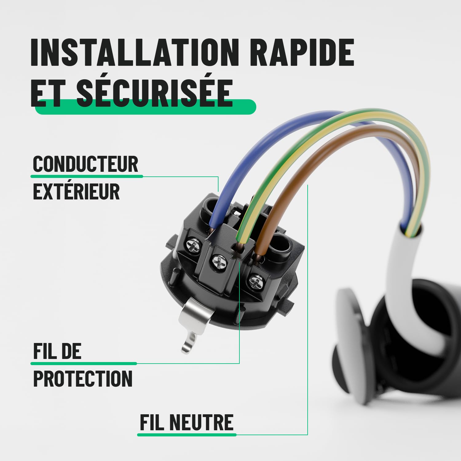 Lot de 1 prise mâle + 1 prise femelle Schuko étanche IP54 230V 16A 3,7kW