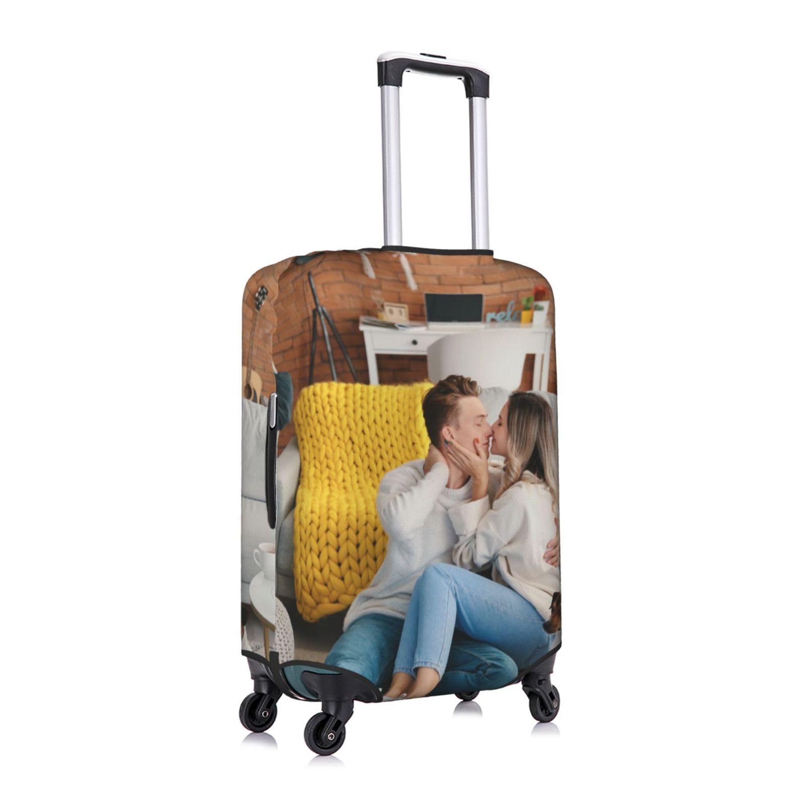 Personalisierte Kofferhülle mit Foto Text, Personalisieren Sie Ihr Gepäck mit Bild/Name/Logo, individuelles Reisezubehör für Koffer, Elastische Schutzhüllen, 18-32 Zoll