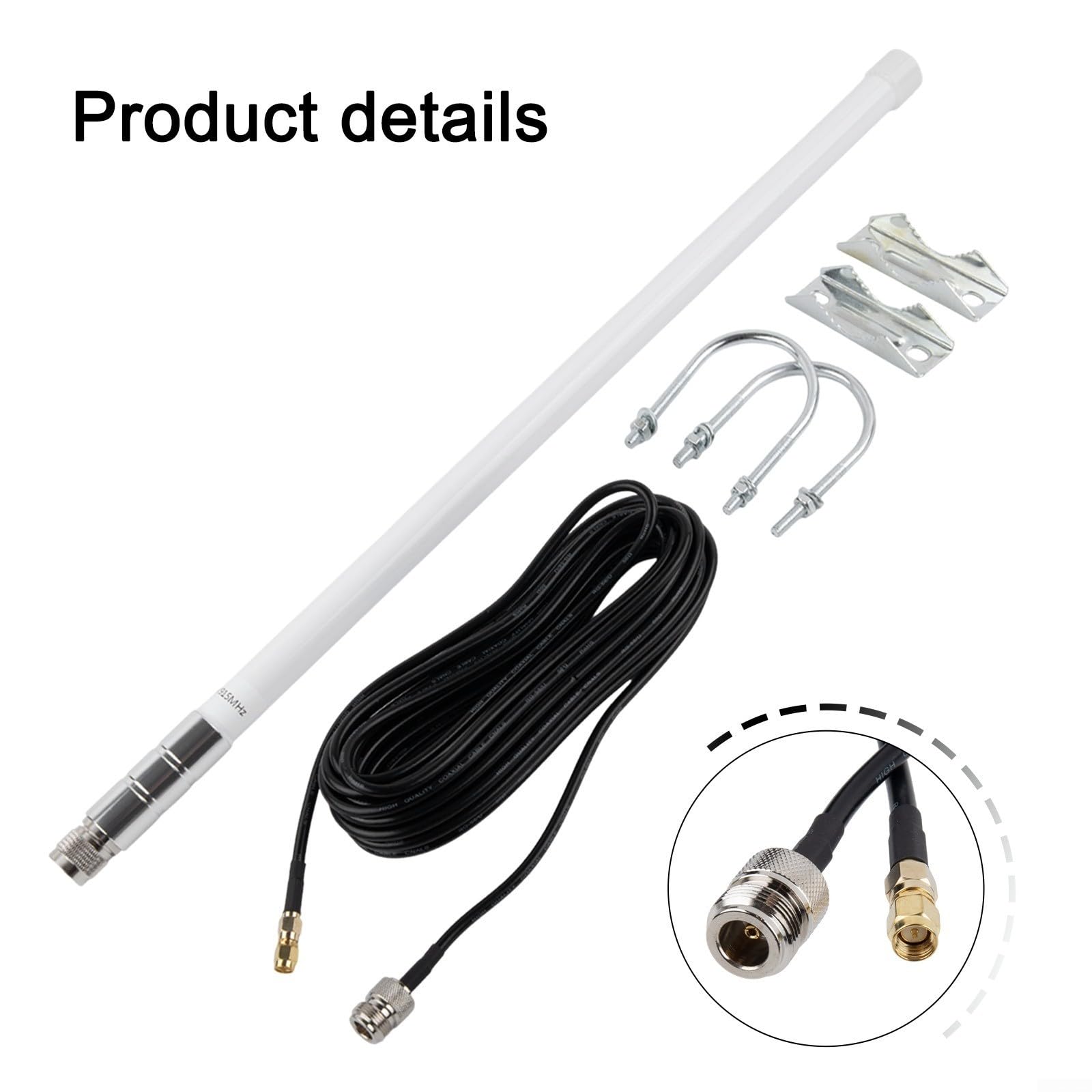 Antenna omnidirezionale in fibra di vetro 12DBi per i minatori dell'elio LoRa, 860-930MHz per il connettore N-maschio e cavo RG58 di 8M per Bobcat per la lunga autonomia all'aperto di RAK