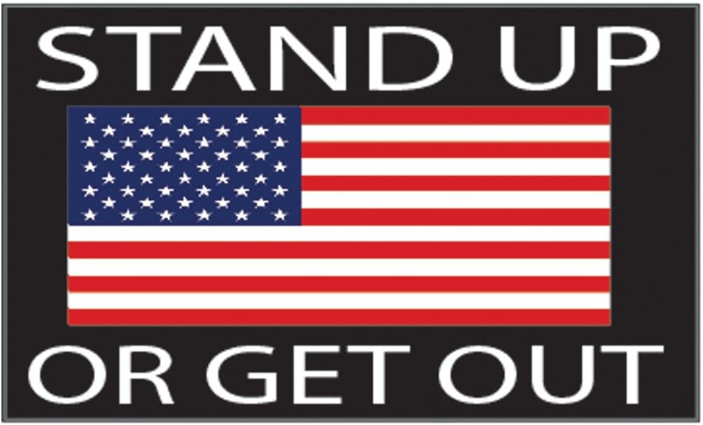 Rogue River Tactical American Flag Stand Up Or Get Out USA Patriotic Stars and Stripes Auto Bumper Sticker Vinyl Decal for Car Truck RV SUV Boat Support US Military (1 Pack) : Automotive