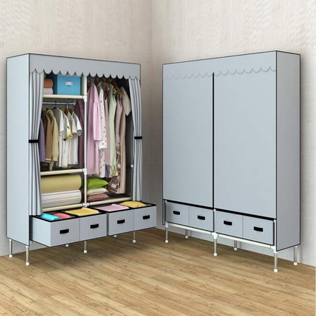 Cloth Wardrobe Clothes Closet, Portable Closet Wardrobe Storage Closet Standing Closet Fabric Cabinet Portable Wardrobe,Gray_140x45x168cm