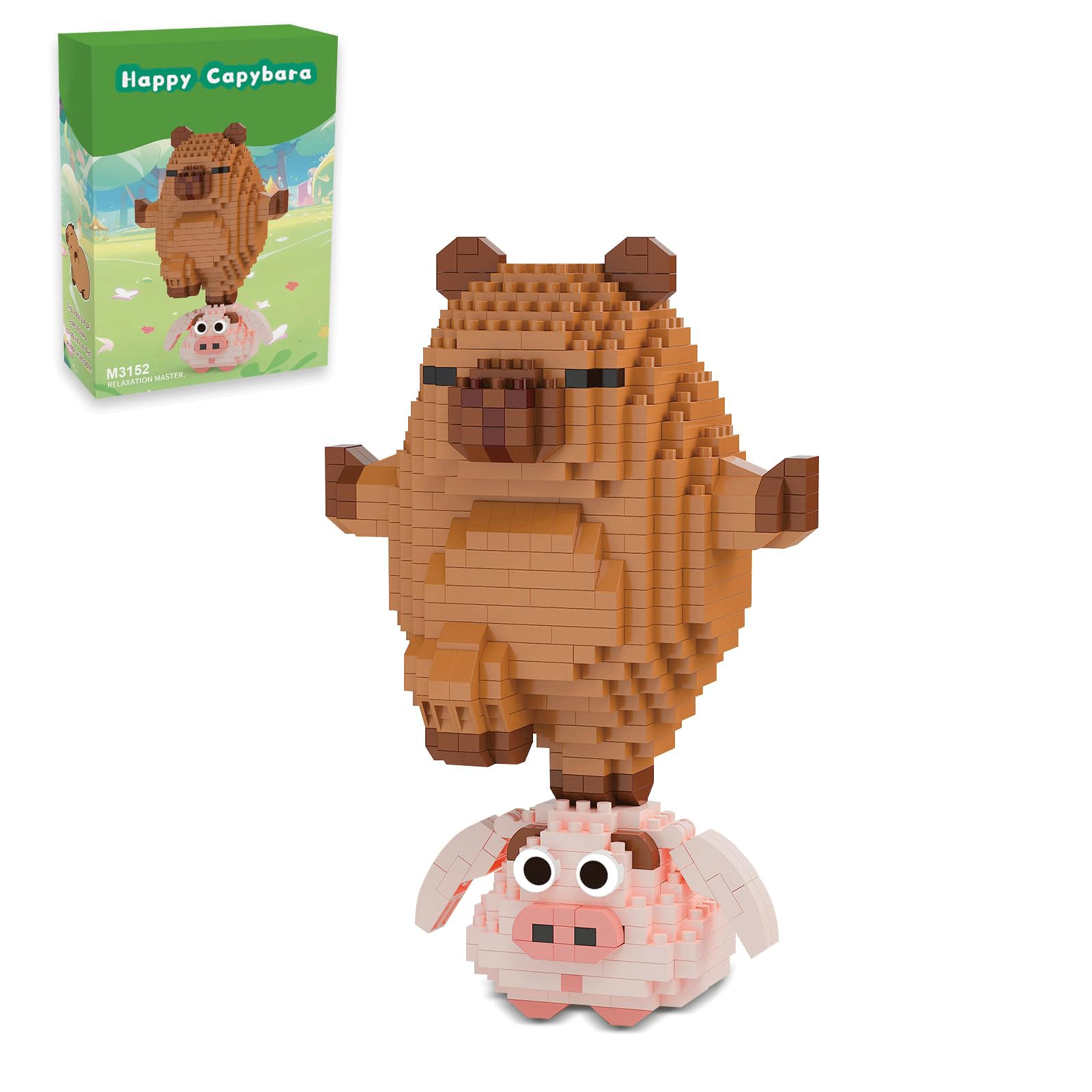Canollo Capybara Bausteine, Baustein Tiere, Capybara Mini Baustein Set mit Handbuch, Tier-Blöcke Micro Building Blocks, DIY Building Blocks, Niedlich Capybara Bricks für Kinder Erwachsene