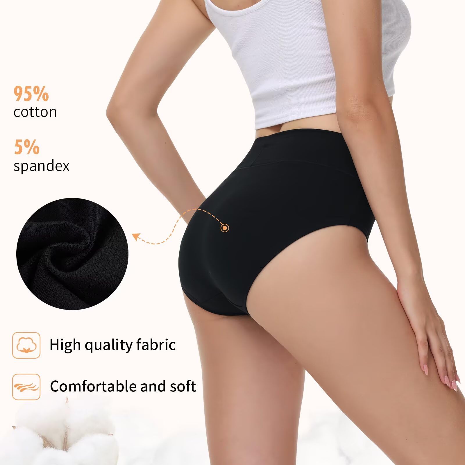 NUOZA Mutande Donna Cotone Vita Alta Slip Pacco da 5 Intimo Culotte Donna Mutandine Elastico Pancia Piatta Underwear