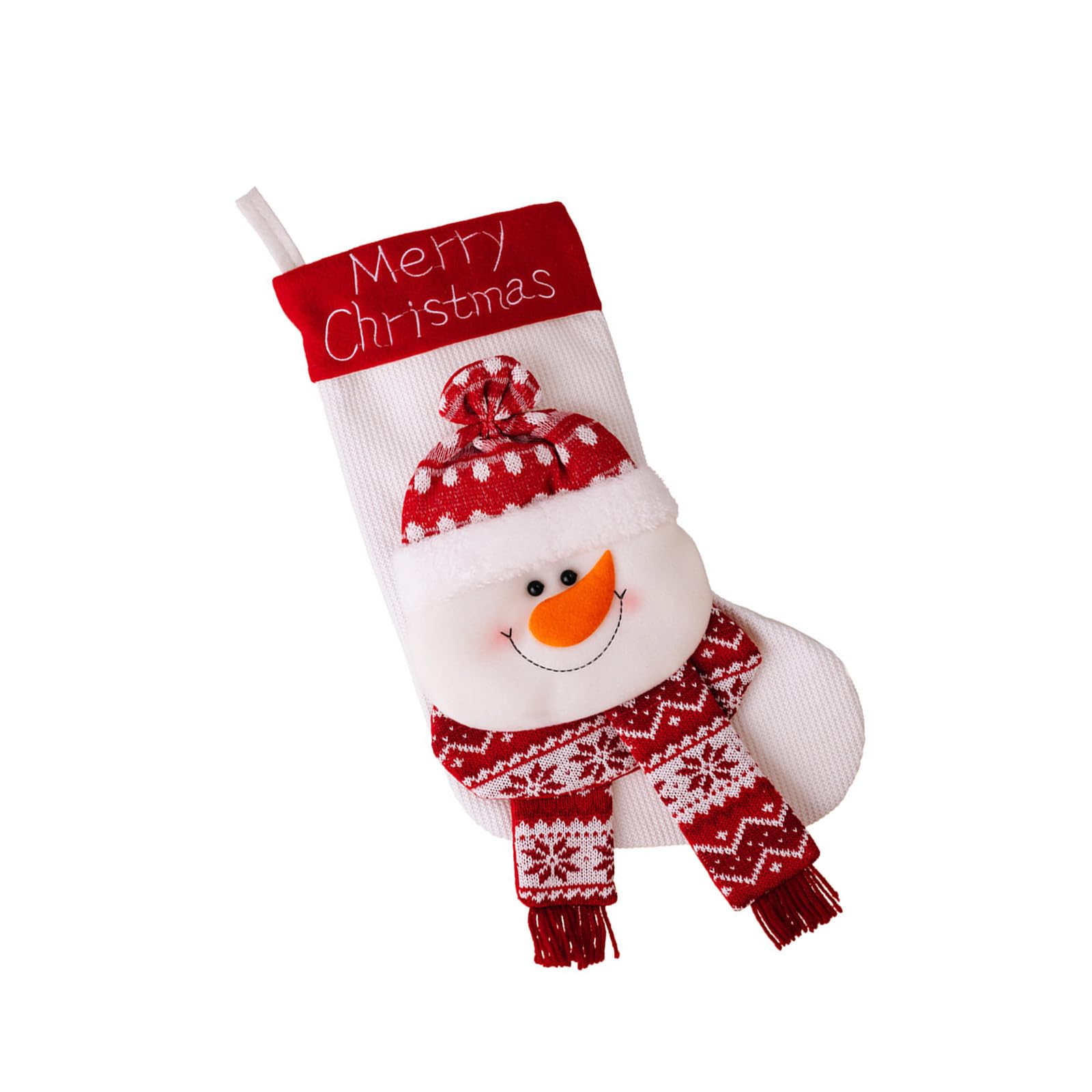 Buxuaaaa Snowman Christmas Stocking Soft Fabric Tree Adornment Knitted Kids Present Bag Santa/Snowman/Deer Christmas Socks Decoration Polyester Stocking