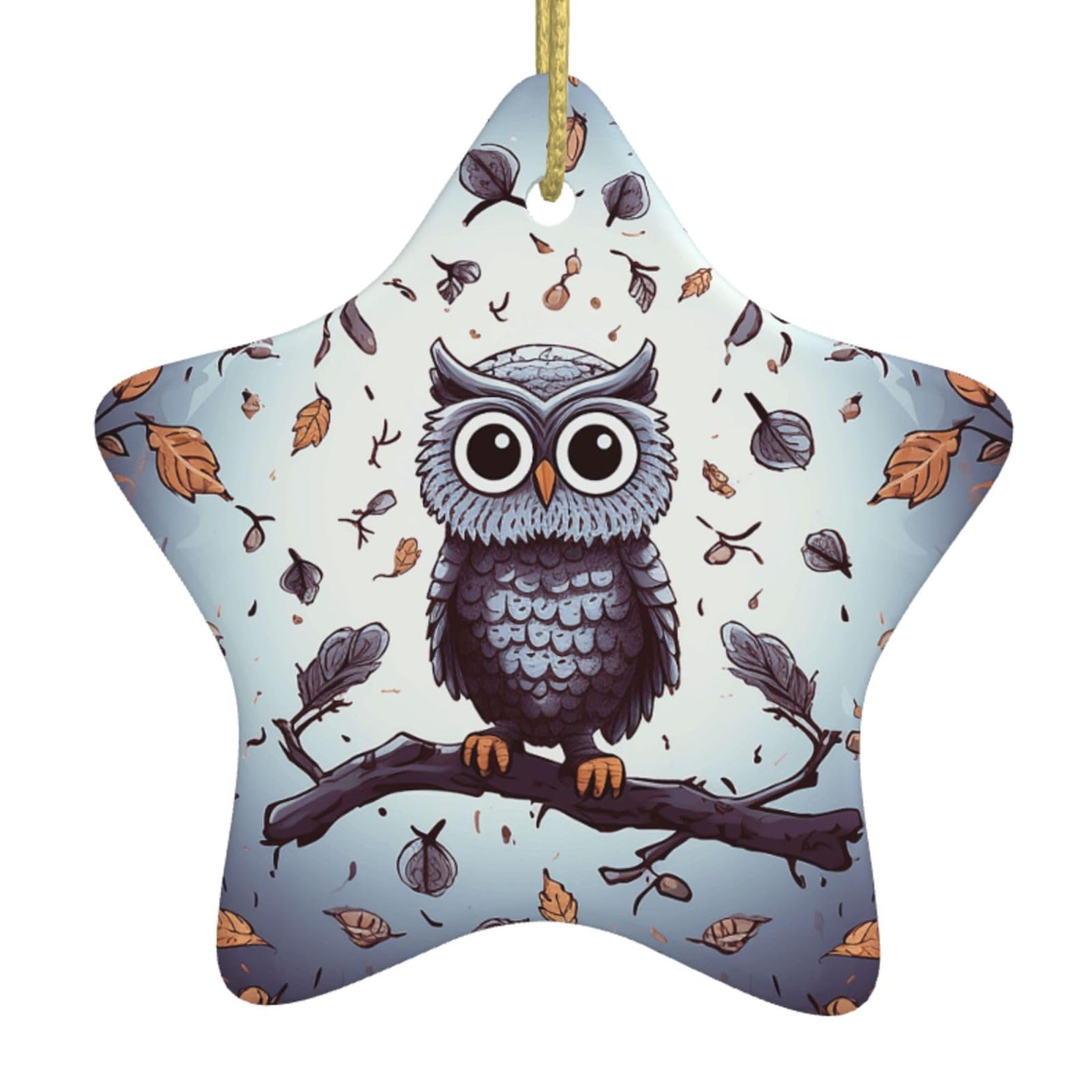 Fodpand Women's White Owl Tree Branches Christmas Ornaments 2025, Gift Exchange For Men, Collectible Ceramic Ornament Star Hanging Ornaments For Christmas Tree Decoration
