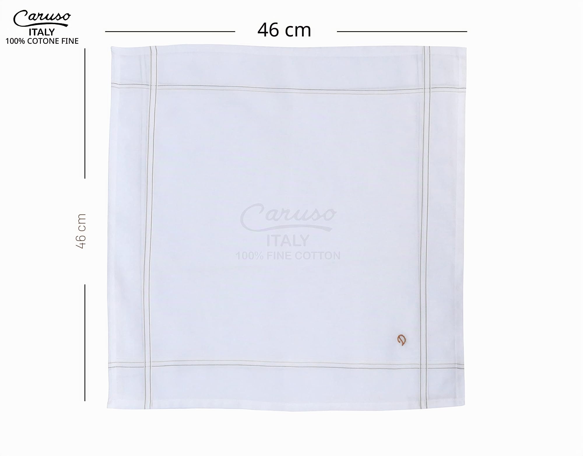 Caruso Italy Fazzoletto da uomo con monogramma iniziale ricamato, 100% puro cotone, base bianca con bordo colorato, confezione da 6