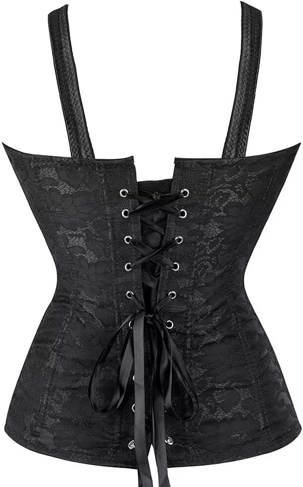 Jutrisujo Corset Dress Multi Layer Skirt Tulle Set Tops for Women Bustier Strap Zipper Gothic Vest Plus Size Halloween