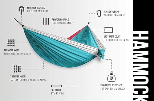 Miniatura 6 de Bear Butt Hamaca de camping  Hamaca  Equipo de camping  Hamaca para 2 personas  Hamaca de árbol de mochilero  Hamaca doble camping  Equipo de
