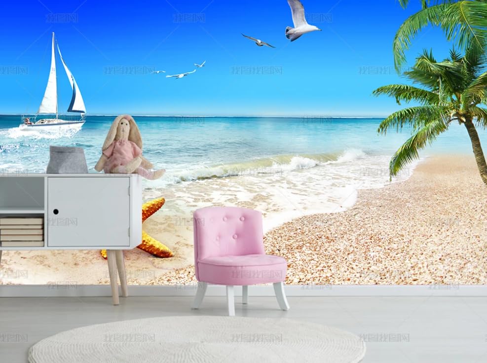 Papier peint intissé plage grand format 250x175 cm pour relooker un mur de salon