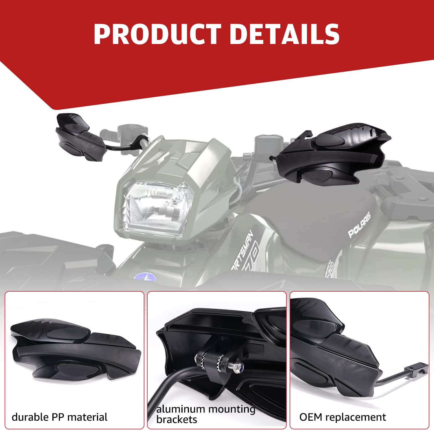 HAKA TOUGH ATV Handguards For Polaris Sportsman | Brush & Wind Guards With Mounts