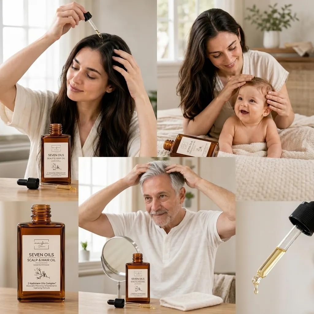 Naturals. SEVEN OILS olejek do włosów i brody (100 ml) – naturalna siła 7 w 1 z olejem rycynowym, olejkiem arganowym i olejkiem jojoba dla wzrostu i połysku włosów – przeciw puszeniu się i