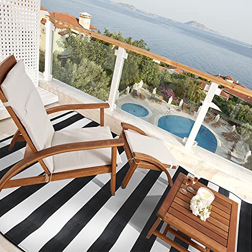 INFBLUE Reversible Mats, Plastic Straw Rug, Modern Area Rug, Large Floor Mat and Rug for Outdoors, RV, Patio, Backyard, Deck, Picnic, Camping (6 x 9 FT, Black Stripe) - Image 6