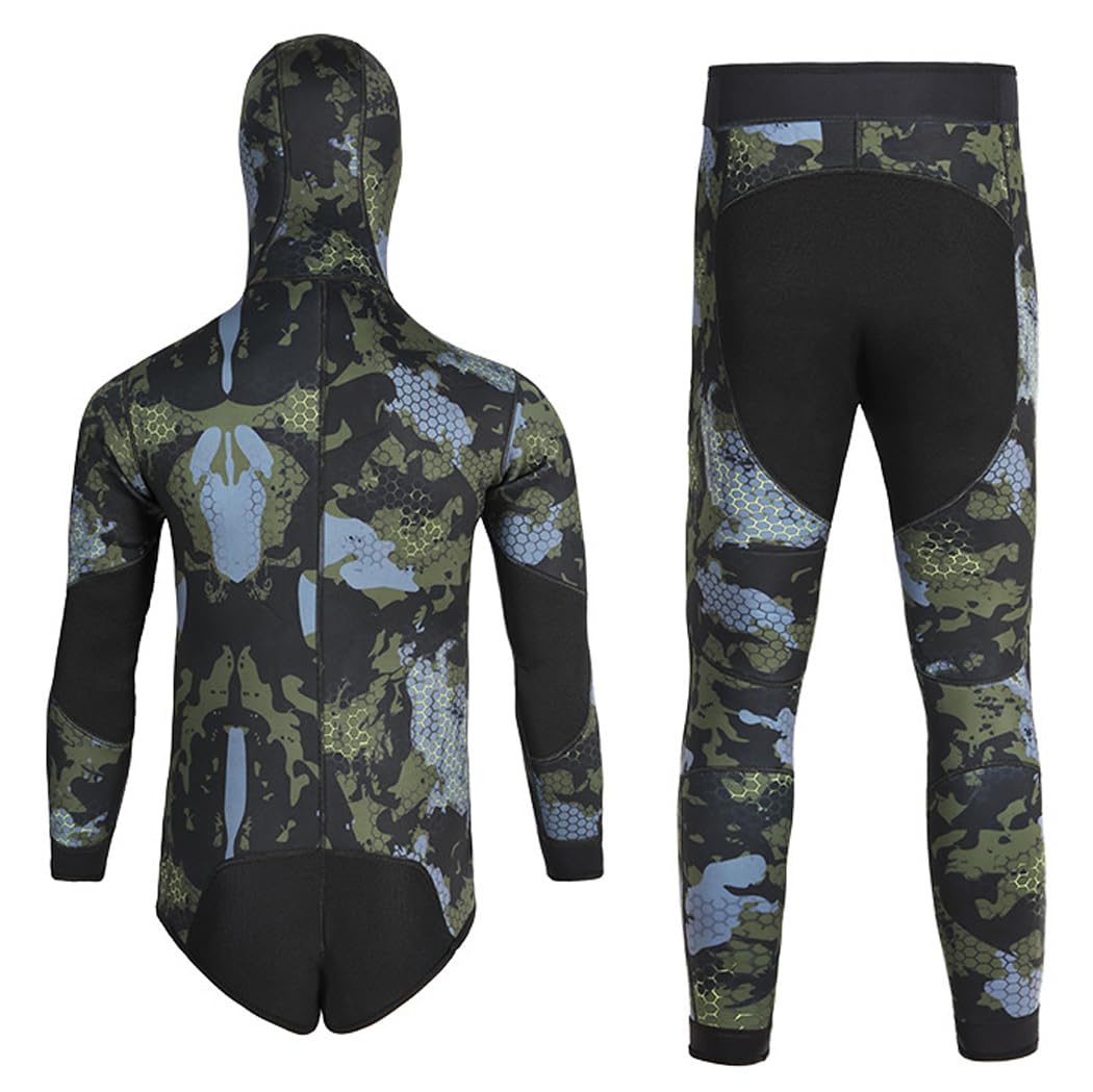 LANGWEI Muta in Neoprene da 3 MM per Uomo, 2 Pezzi Muta Mimetica per Pesca Subacquea Immersioni in Apnea Acque Fredde Costume da Bagno per Immersioni, Surf, Nuoto E Kayak.