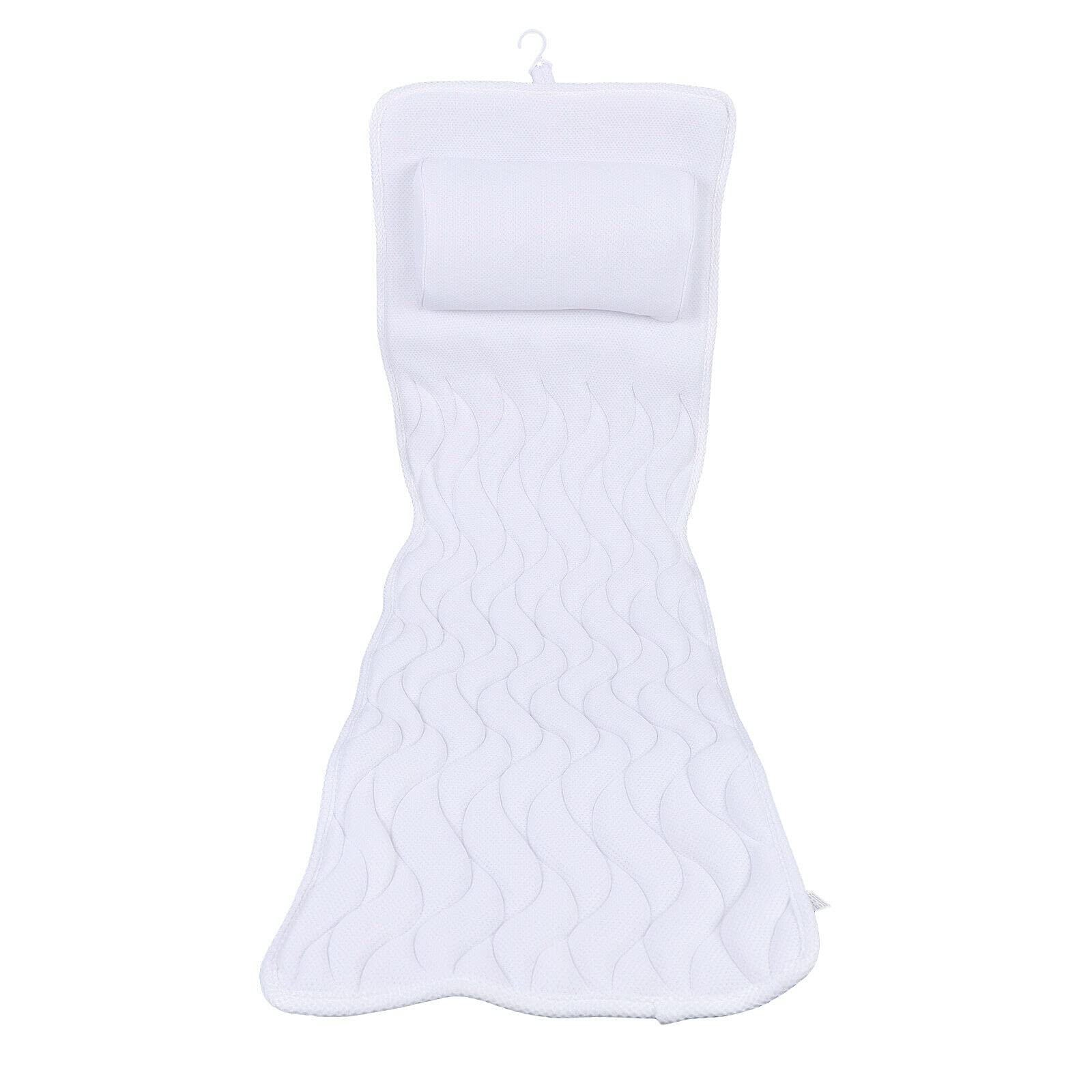 Tapis de Bain Douche Antidérapant Blanc 44 x 125 cm - Ventouse pour Absorber la Baignoire