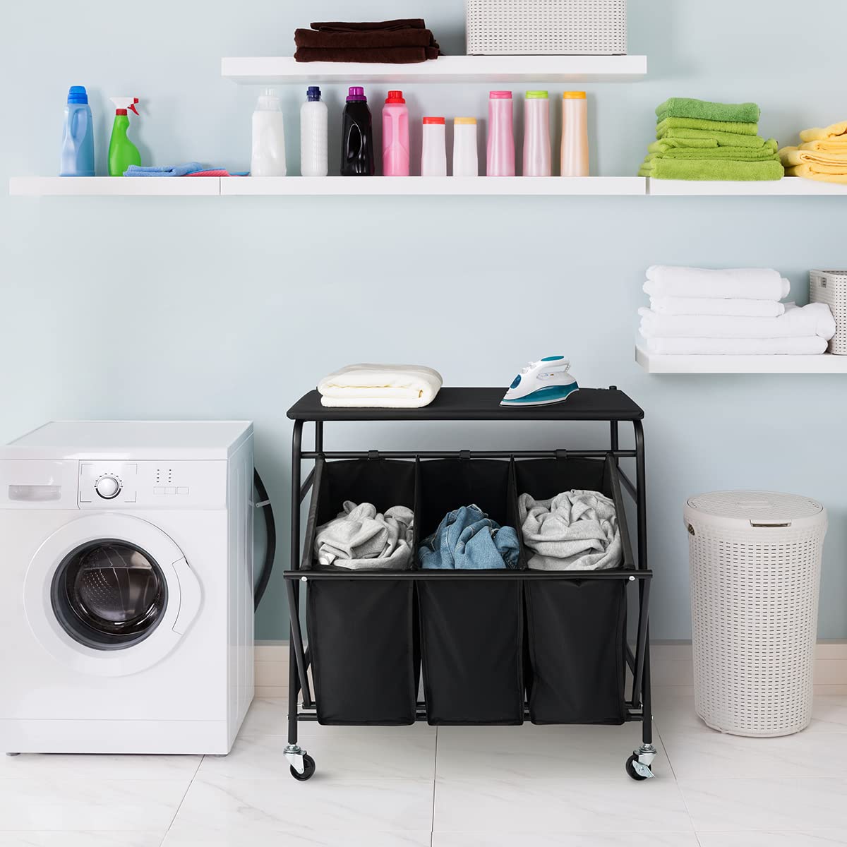 Buy ALIMORDEN Laundry Sorter Cart Heavy Duty 3 Bags Classic Rolling