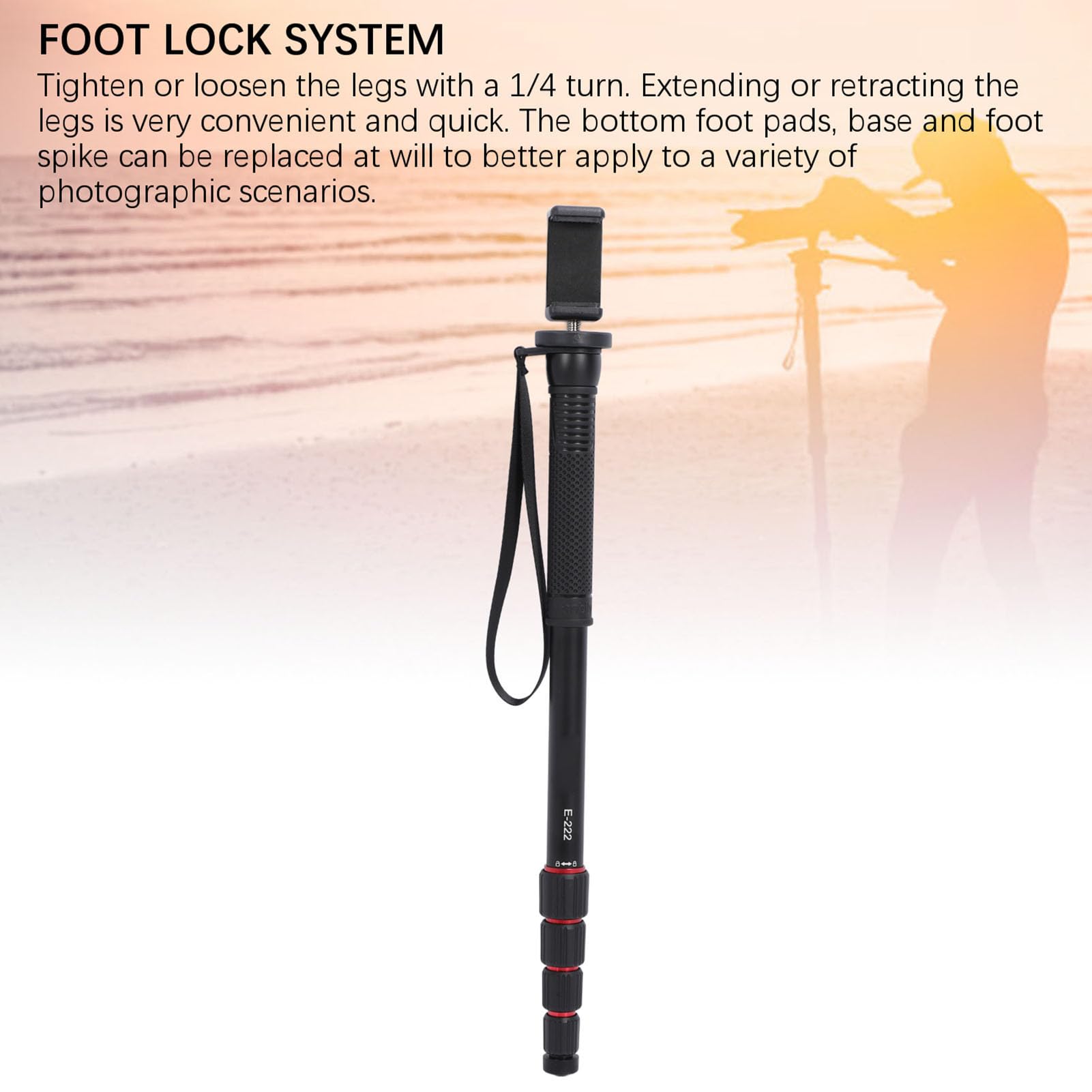 Portable Phone Monopod 62 Inch Camera Monopod for DSLR Video Camcorder, Lightweight Travel Monopod with Feet, Professional Aluminum Camera Monopod