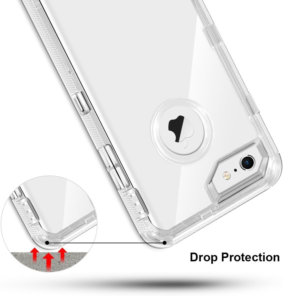 Anuck Case for iPhone 6S Plus Case, for iPhone 6 Plus Case (5.5 inch), 3 in 1 Hybrid Heavy Duty Defender Case Shock Absorption Crystal Clear Protective Hard Shell Shockproof TPU Cover - Transparent