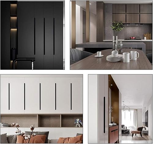 Miniatura 5 de BokWin 6 tiradores de estilo moderno con pestaña para cajón de 11.8 pulgadas, manijas ocultas de cajones de cocina para gabinetes, tiradores de