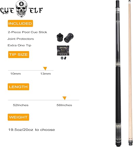 Miniatura 4 de CUEELF Billairds taco de billar, palo de billar de 58 pulgadas, palo de billar de arce, palos de mesa de billar de 19.5 oz20 onzas