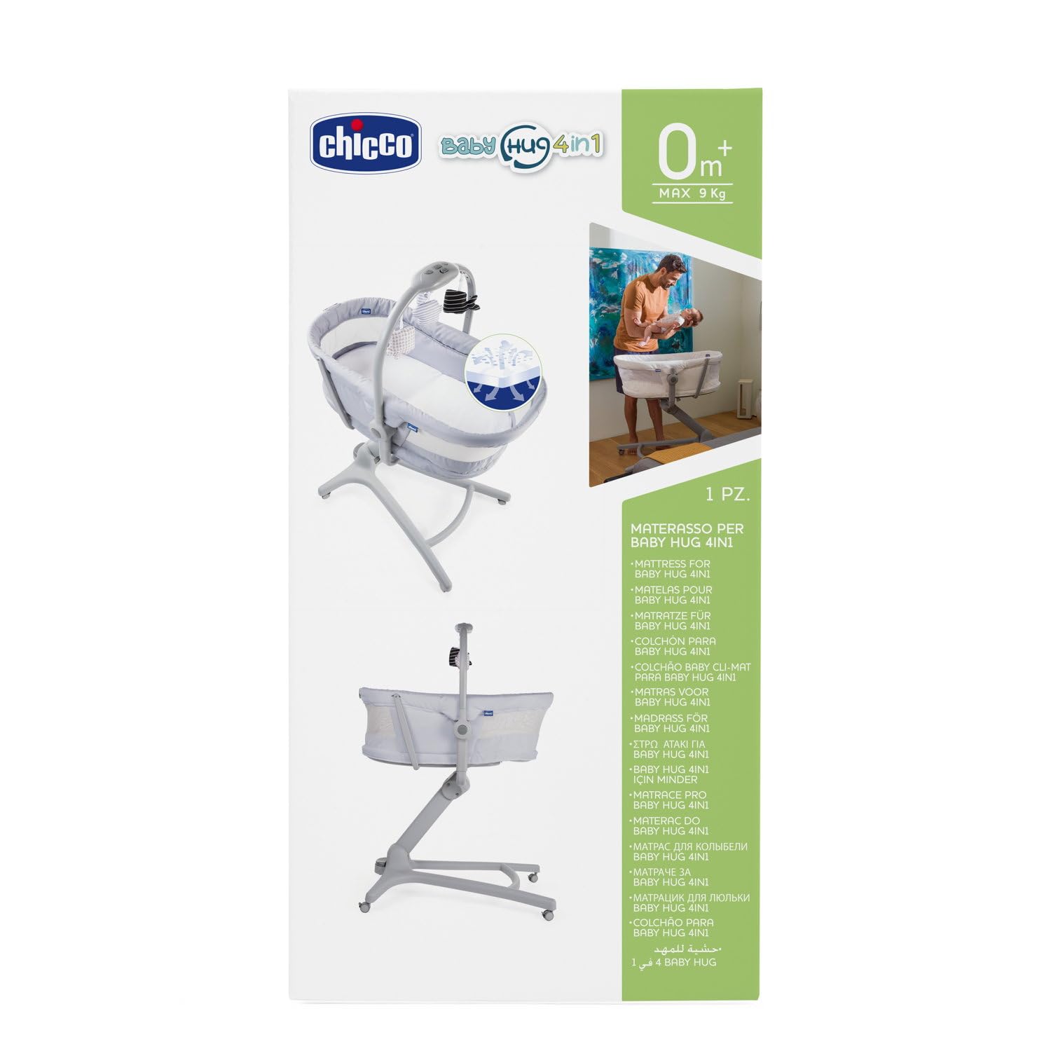 Chicco Materasso Traspirante e Ipoallergenico per Baby Hug, Culla e Lettino Neonato, Imbottitura Ad Alta Densità, Lavabile e Rinfrescante, Comfort 0 Mesi+