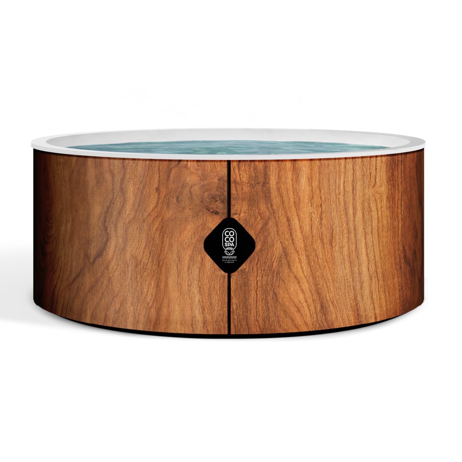 COCO SPA Tahití Spa Inflable | 180 cm de diámetro | 1100 litros | Motor 2240 W | Hasta 6 personas | Masaje 140 chorros | Imitación madera natural