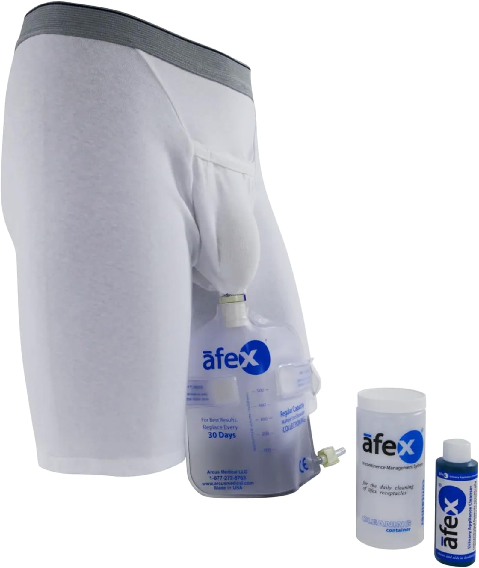 Afex Management System for Male Incontinence with High Receptacle Recommended for Active Daytime use XLarge Waist