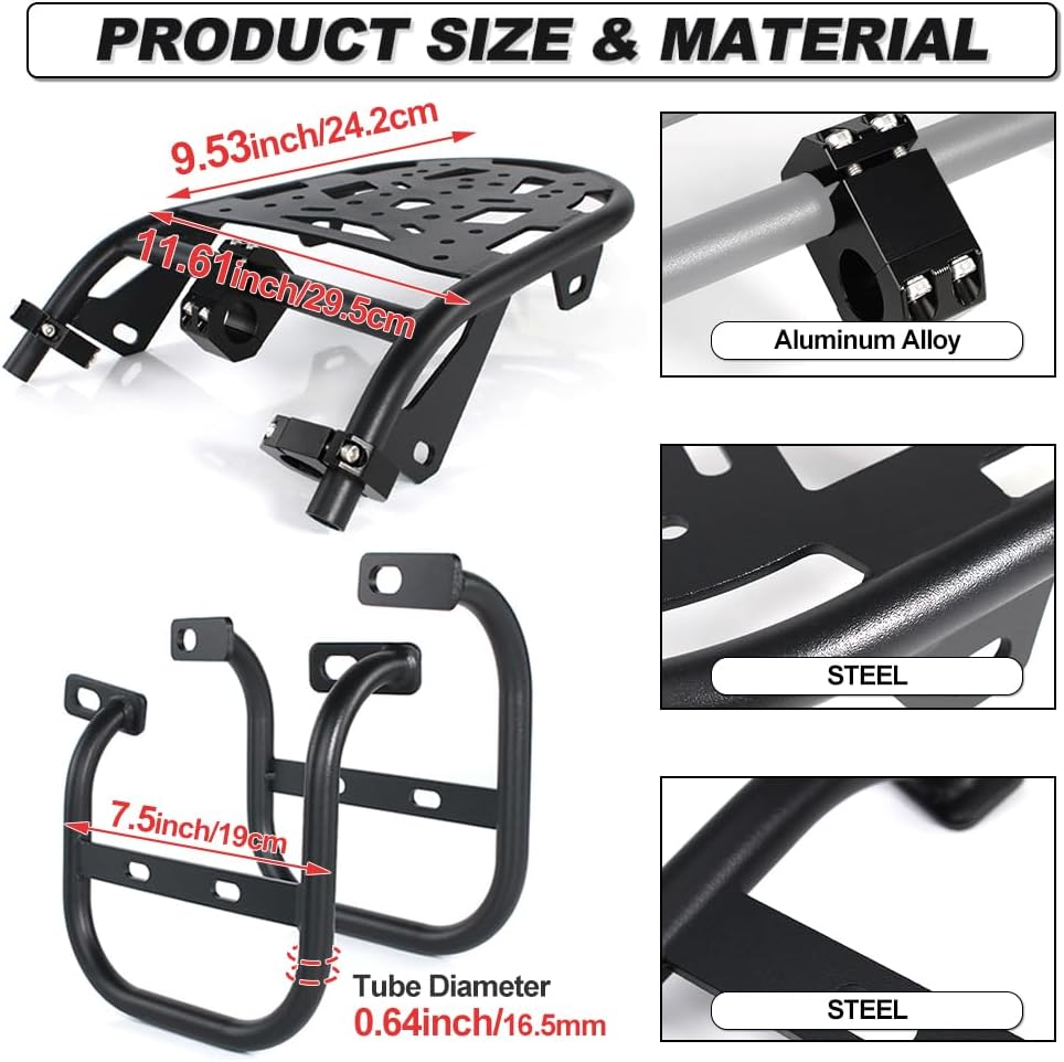 Xitomer Luggage Rack Set Compatible with Ruckus 50 Zoomer 2003-2024 Scooter Rear Rack + Saddlebag Support Motorcycle Pannier Rack Carrier Luggage Rack