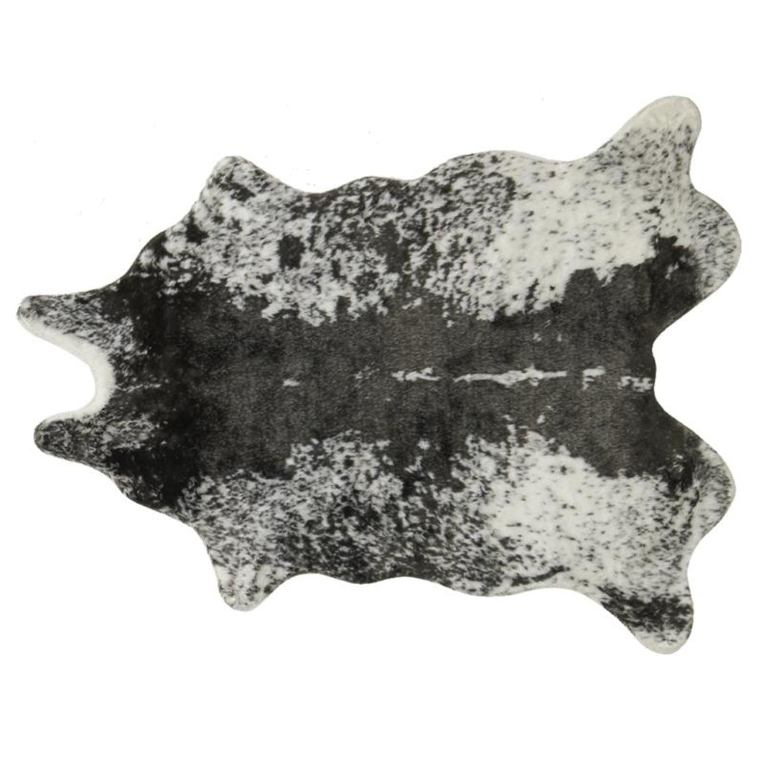 AUBRY GASPARD - Tapis Imitation Peau De Vache Noir et Blanc - 100% Polyester - Lavable À 30° - Dimensions 115X160 cm - Idéal pour Intérieur - Style Moderne et Chic - Noir et Blanc - 115X160 cm