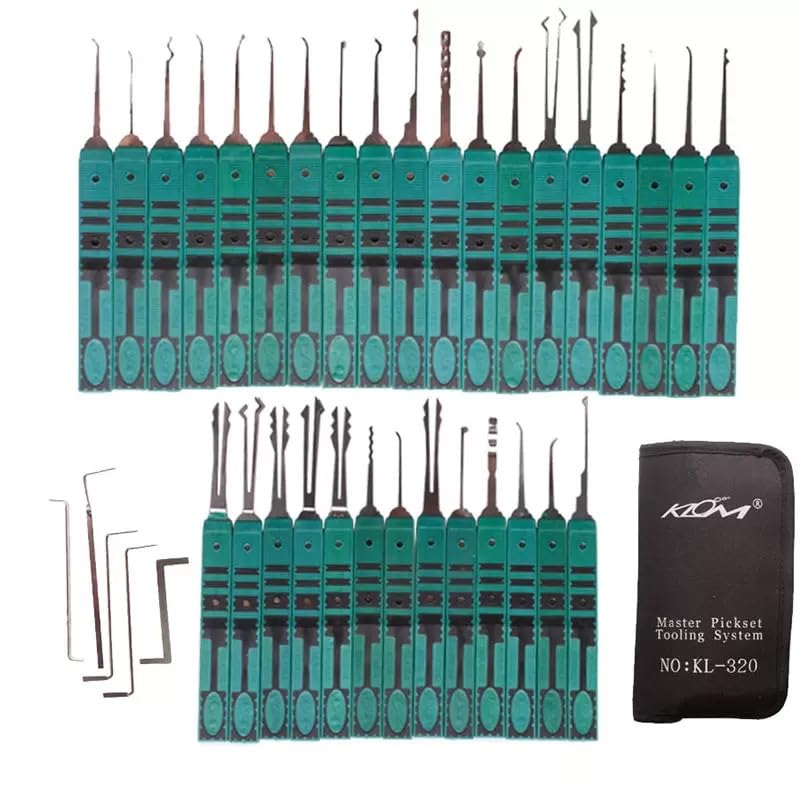 Klom Lock Pick Master - Set di 32 grimaldelli, sistema di utensili per addestramento, attrezzi professionali da fabbro