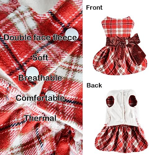 Dog Clothes For Small Dogs Girl Puppy Skirt Dogs Dress Princess Gauze Dress, Pet Clothes Holiday Festival Puppy Outfits Pet Apparel (Large (8-12 Ib), Red Plaid) #TOP1