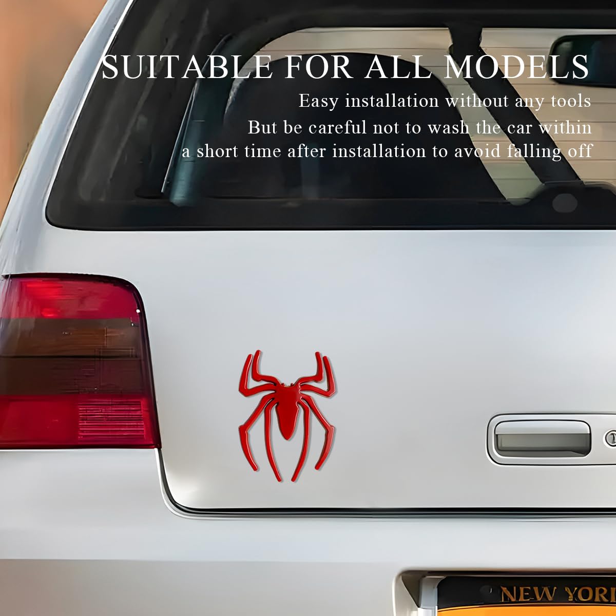 2-Pack Spider Emblem Car Decals - 3D Alloy Badge Stickers For Bumper, Door & Window Decoration