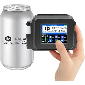 XMINI Portable Handheld Printer Hand Printer 12.7mm Nozzle for Text QR Barcode Batch Number Picture Logo Date with 42ml ER520 Ink Cartridge Quick Drying