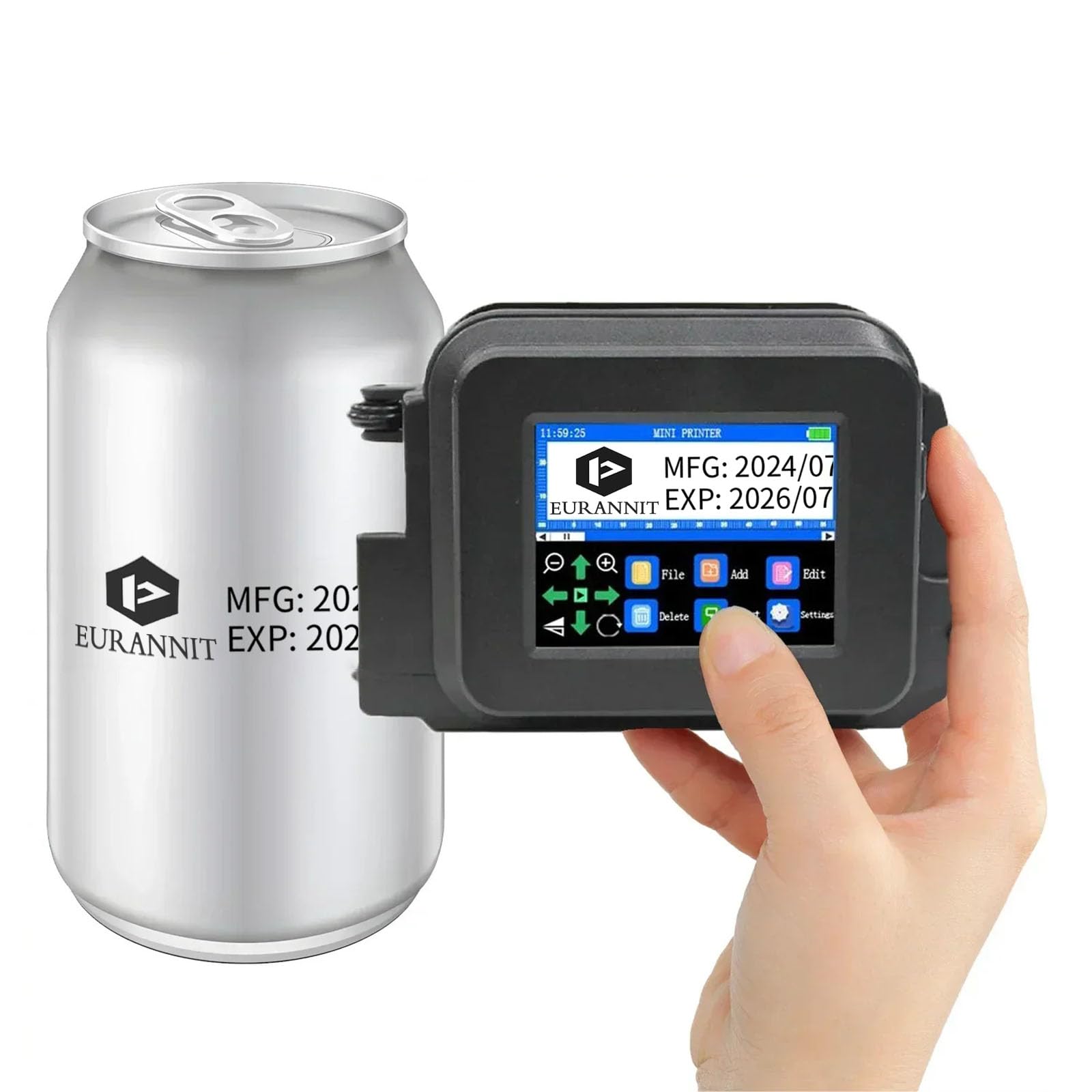 Impresora portátil XMINI de 12,7 mm, miniimpresora de inyección de Tinta para codificar Textos, códigos QR, números de Lote, Logotipos y Fechas, Tinta de Secado rápido de 42 ml, Color Negro