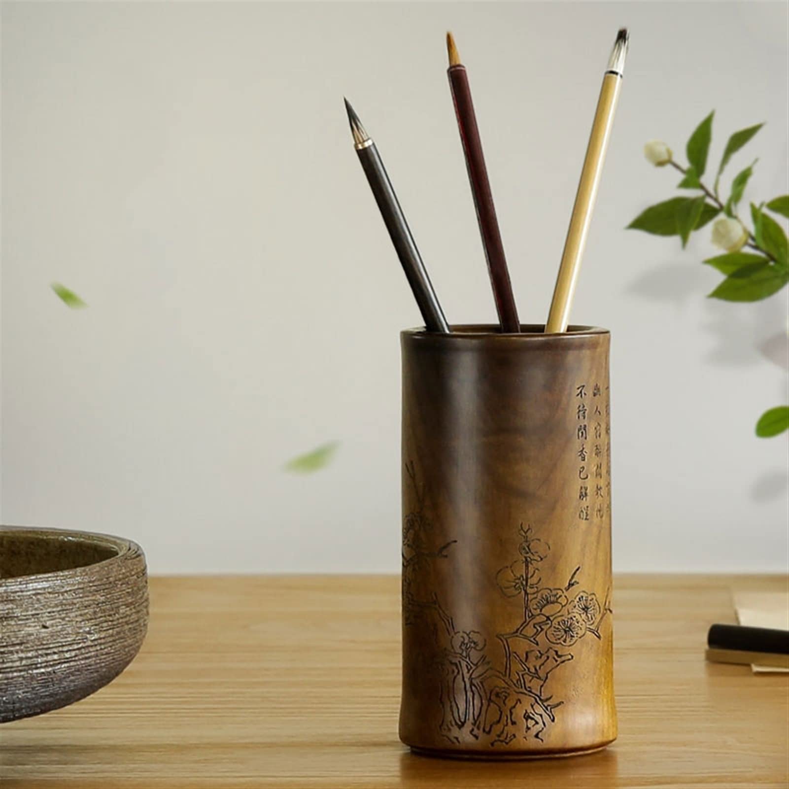 Stifthalter Schreibtisch Stifthalter Chinese Retro handbemalte Holzstift Aufbewahrung Cup Office Study Desktop Pinsel Augenbrauen Stift Stifthalter Stifthalter Schreibtisch (Color : B)