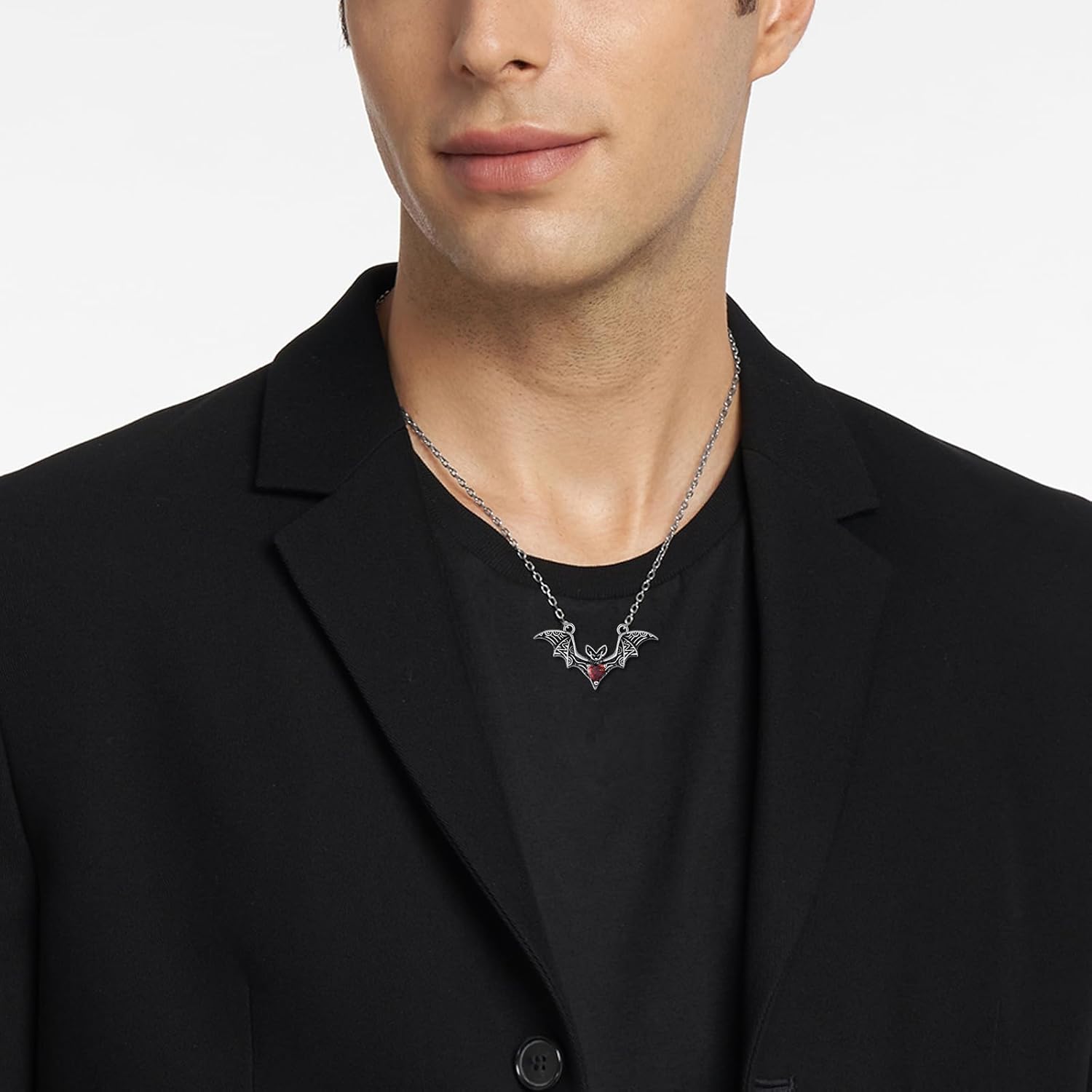 Gothic Necklace 925 Sterling Silver Black Punk Style Pendant Gemstone Jewelry Gifts for Women Men - Image 3