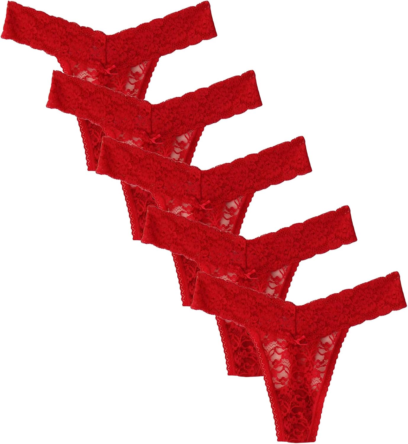DGHM-JLMY Womens Floral Lace Scalloped Trim Thongs Underwear Stretch Lace Thong Panty Underwear Breathable Low Rise Sexy